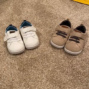 Carter’s baby sneakers shoes white leather size 2 & brown suede size 2.5